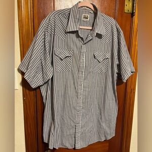 ELY CATTLEMAN Blue and Maroon Men’s Striped Button Down Shirt Tall Man Size XXLT